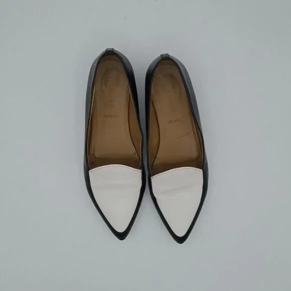 Everlane Women's Modern Point Flat Italian Leather Black and White Size 8 - Picture 5 of 8